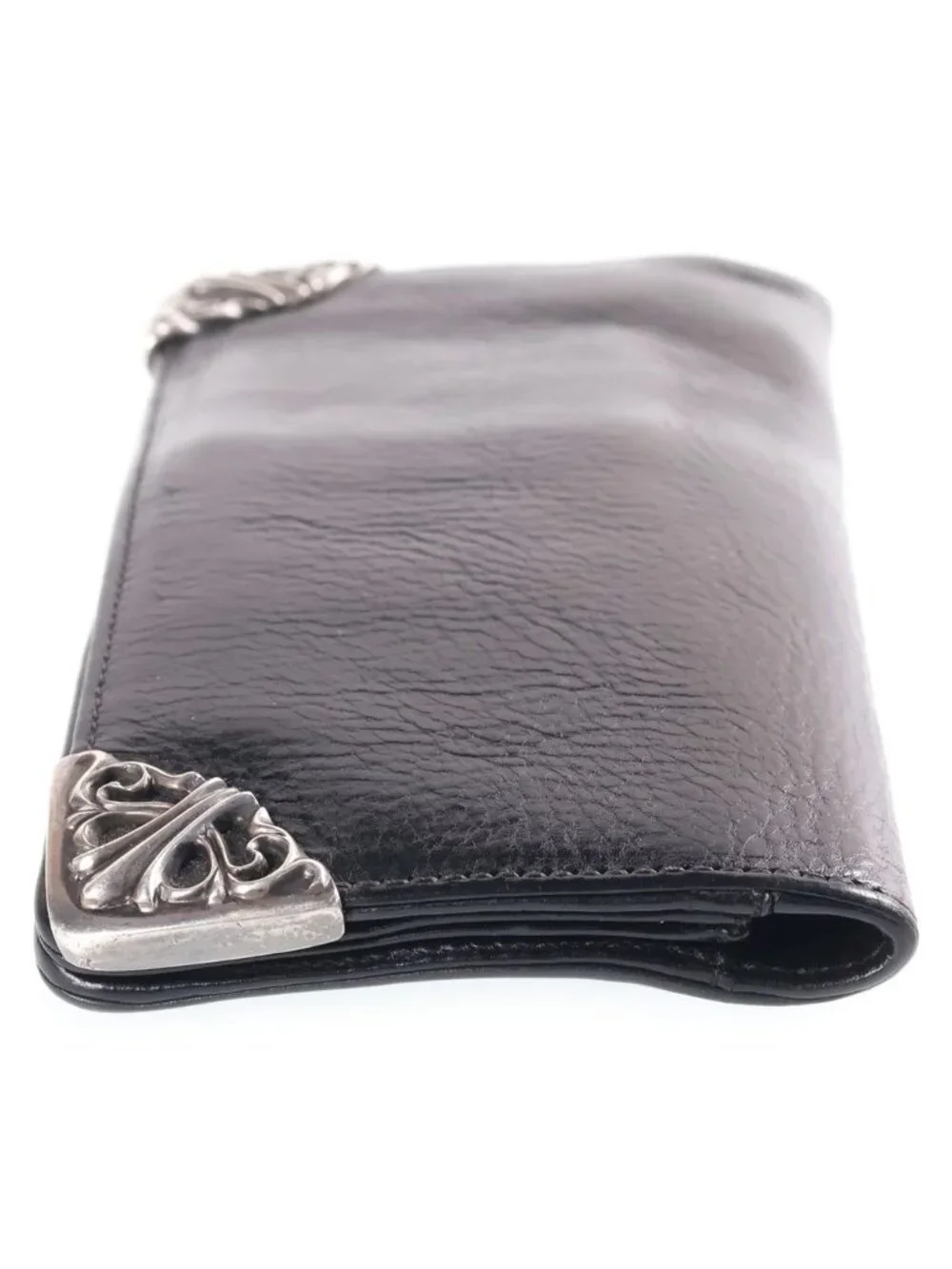 Chrome Hearts Long Single Fold Wallet Leather Black